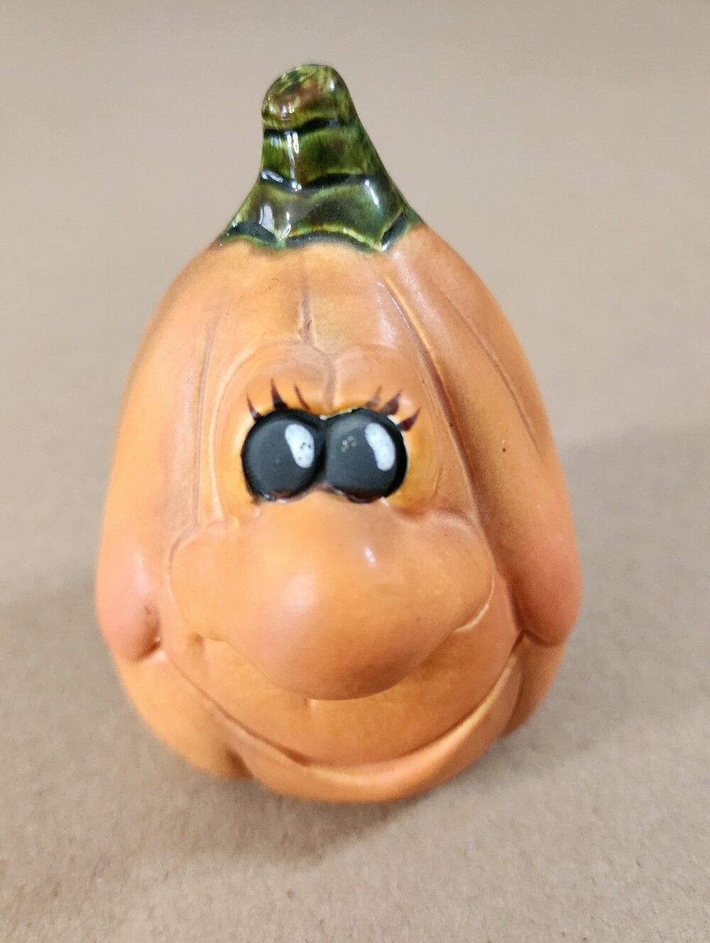 Halloween Ceramic Anthropomorphic Pumpkin Silly Face Handpainted 3.75" Decorativ - Picture 9 of 10